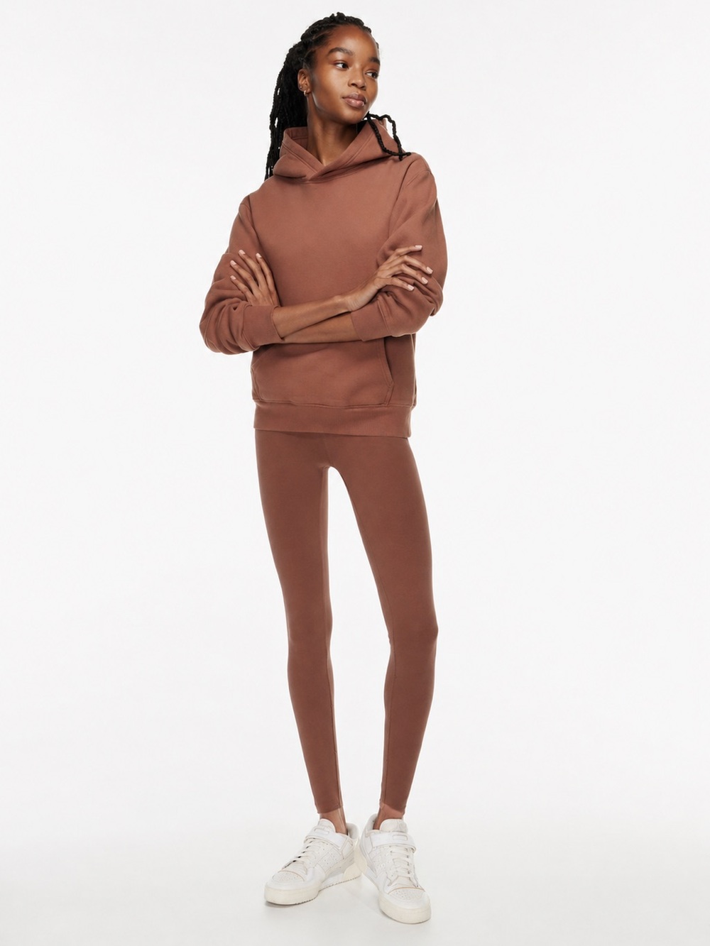 Aritzia TNA Brown High Waisted Leggings Cotton Stretch Minimalist Size S - Picture 12 of 15